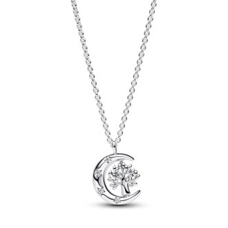 Moon & Spinning Tree of Life Pendant ogrlica